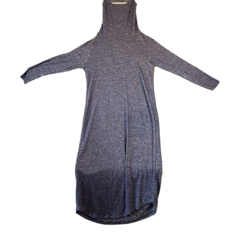 Bobeau New Cowl Neck Dress Woman's Small 45" Length Heathered Blue Boho Stretch